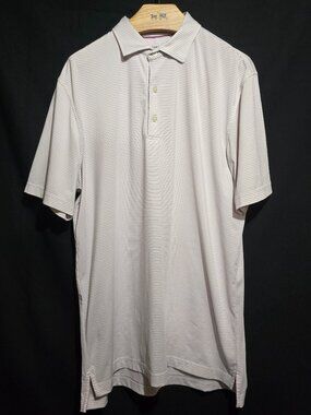 Johnnie-O Performance Polo - White Purple Striped - Sz M*
